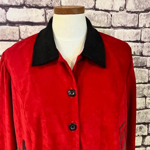 Positive Attitude Vintage Red & Black Long Sleeve Jacket Size 16 - Picture 2 of 9